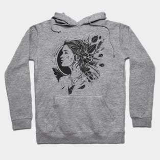The Power Of Women Black And White Illustration Hoodie